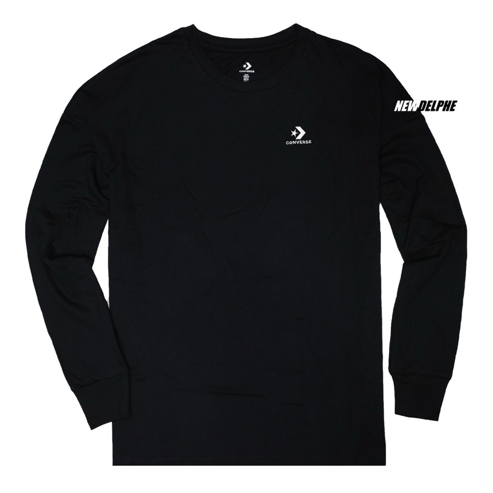 Converse Men’s Black Long Sleeve Logo Tee | 100% Cotton | Size Medium